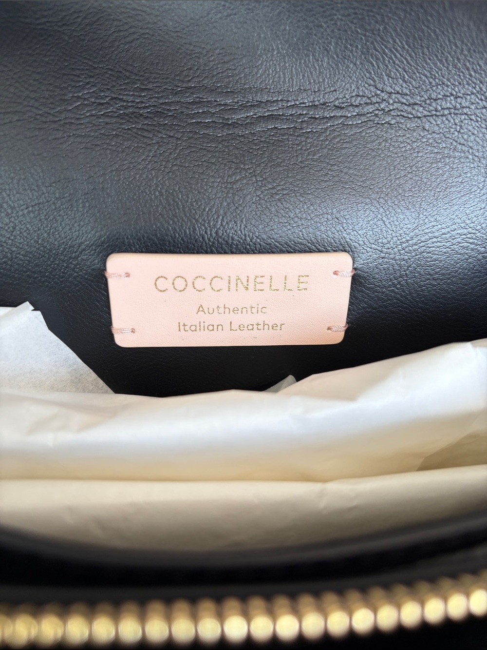 Coccinelle Black Pebble Leather Crossbody Bag with Gold Buckle - Picture 9 of 13